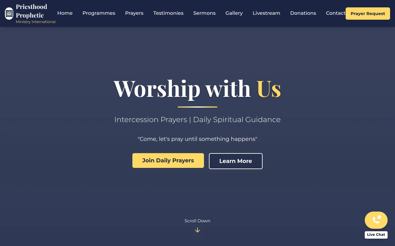 Priesthood Prophetic Ministry website screenshot