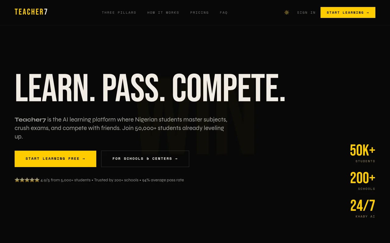 Teacher7 website screenshot