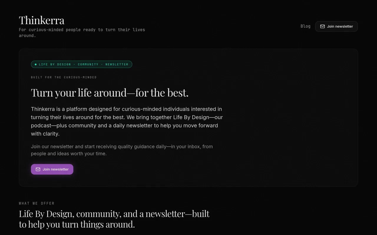 Thinkerra website screenshot