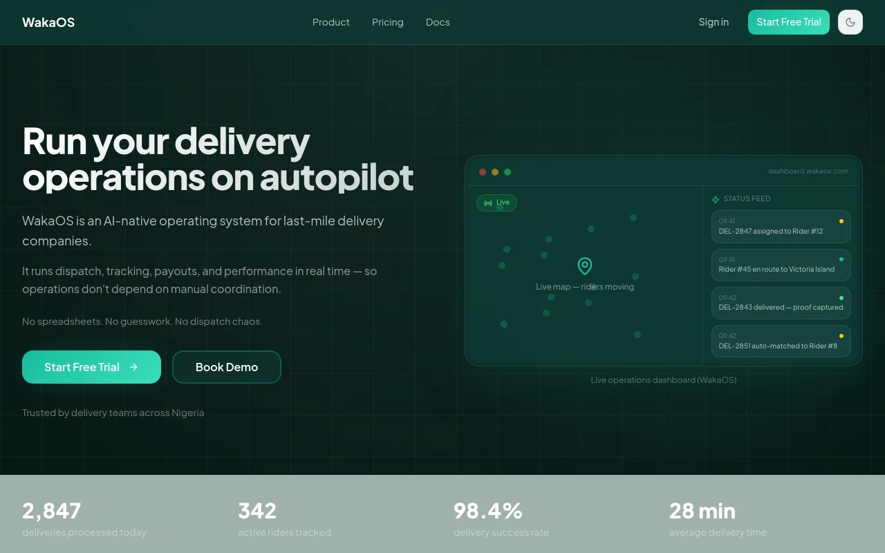 WakaOS website screenshot