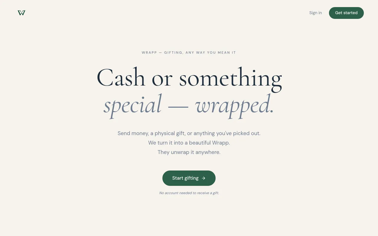Wrapp website screenshot